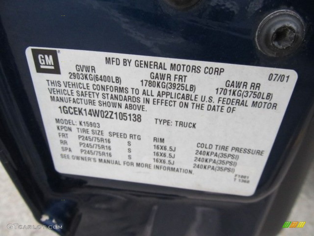 2002 Silverado 1500 Work Truck Regular Cab 4x4 - Indigo Blue Metallic / Graphite Gray photo #14