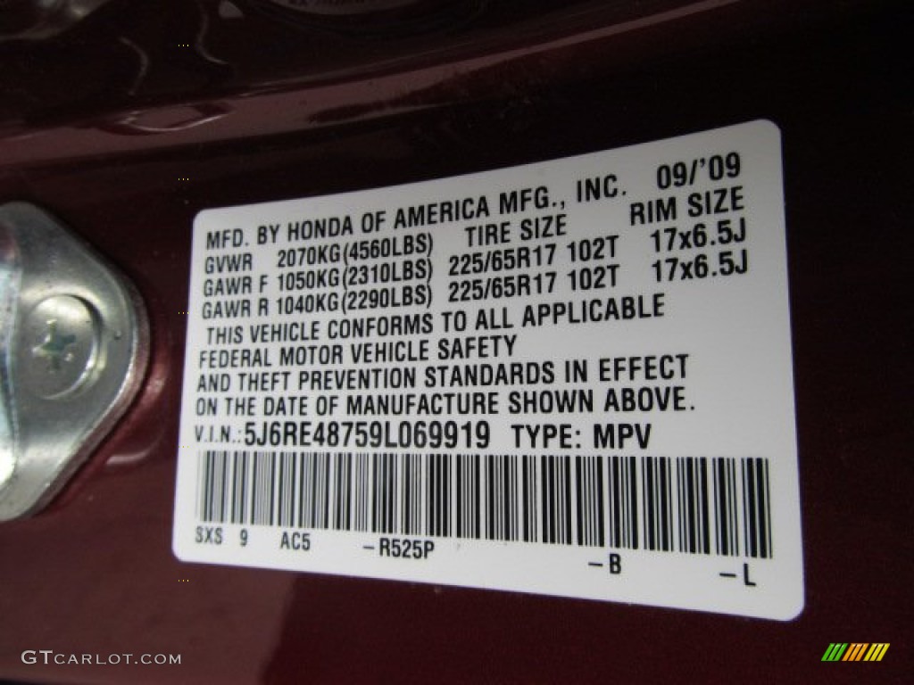 2009 CR-V EX-L 4WD - Tango Red Pearl / Gray photo #19