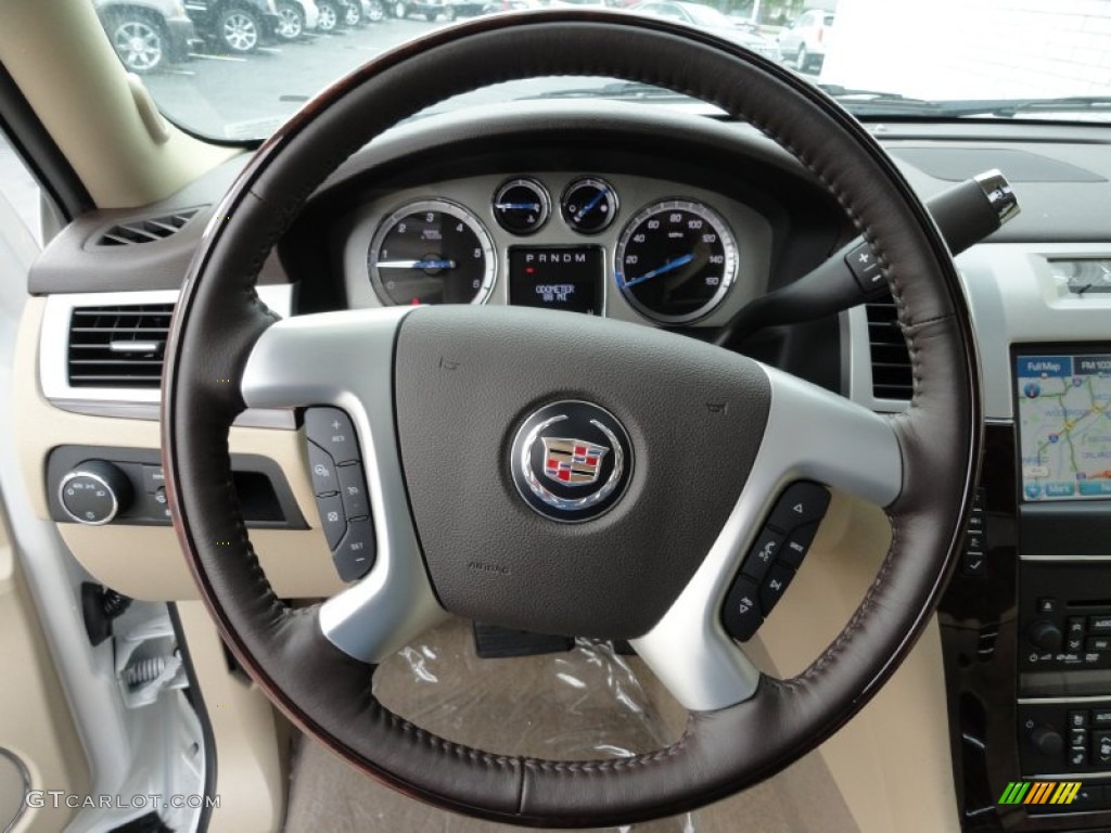 2011 Cadillac Escalade EXT Luxury AWD Cashmere/Cocoa Steering Wheel Photo #54657531