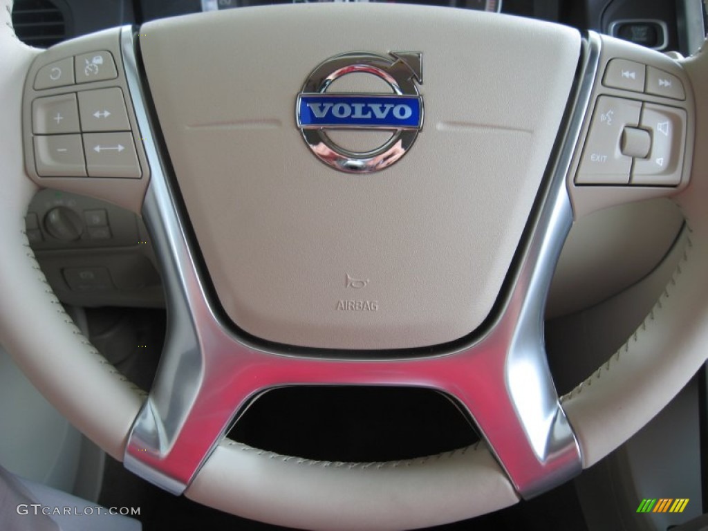 2012 Volvo XC60 T6 AWD Sandstone Beige/Espresso Steering Wheel Photo #54663192