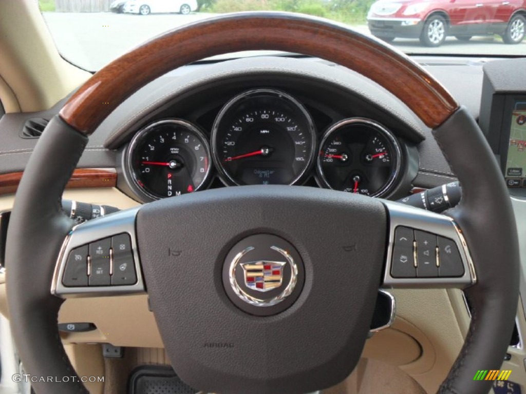2012 Cadillac CTS 3.6 Sedan Cashmere/Cocoa Steering Wheel Photo #54665199