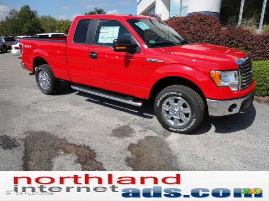 2011 F150 XLT SuperCab 4x4 - Race Red / Steel Gray photo #2