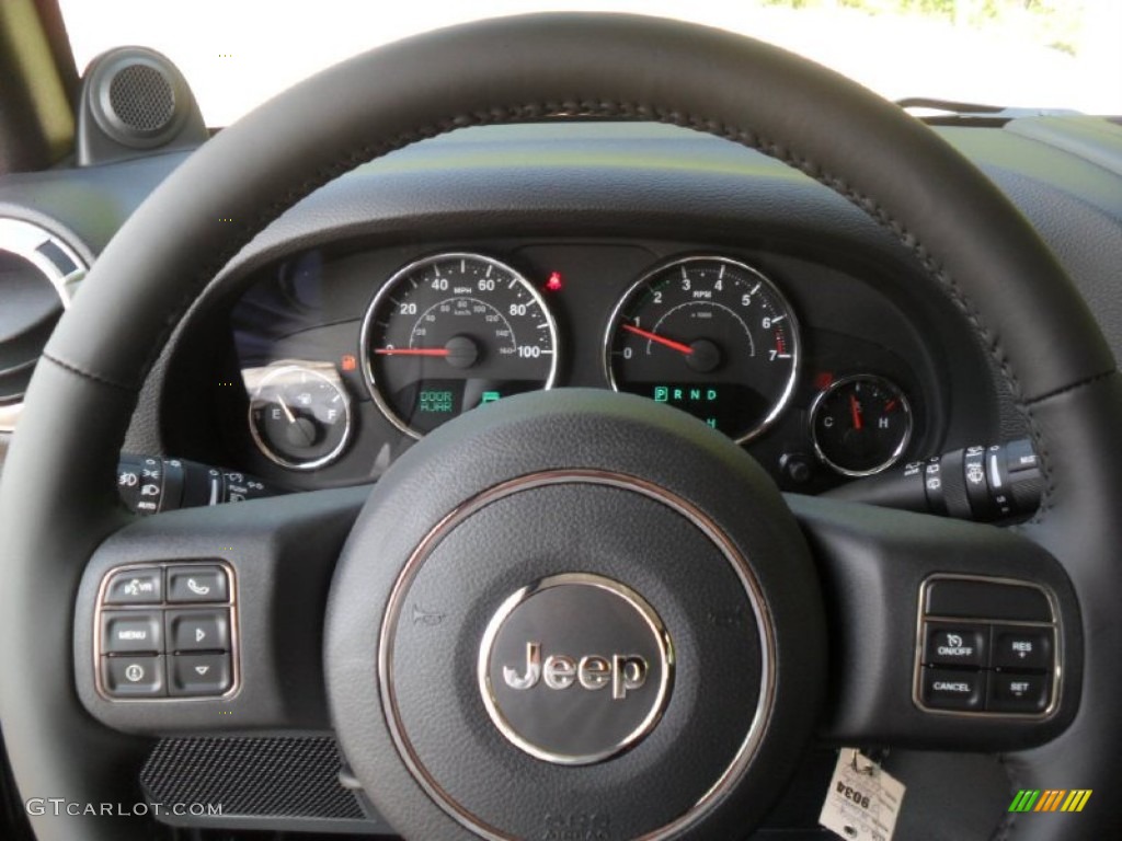 2012 Jeep Wrangler Unlimited Rubicon 4x4 Black Steering Wheel Photo #54667596