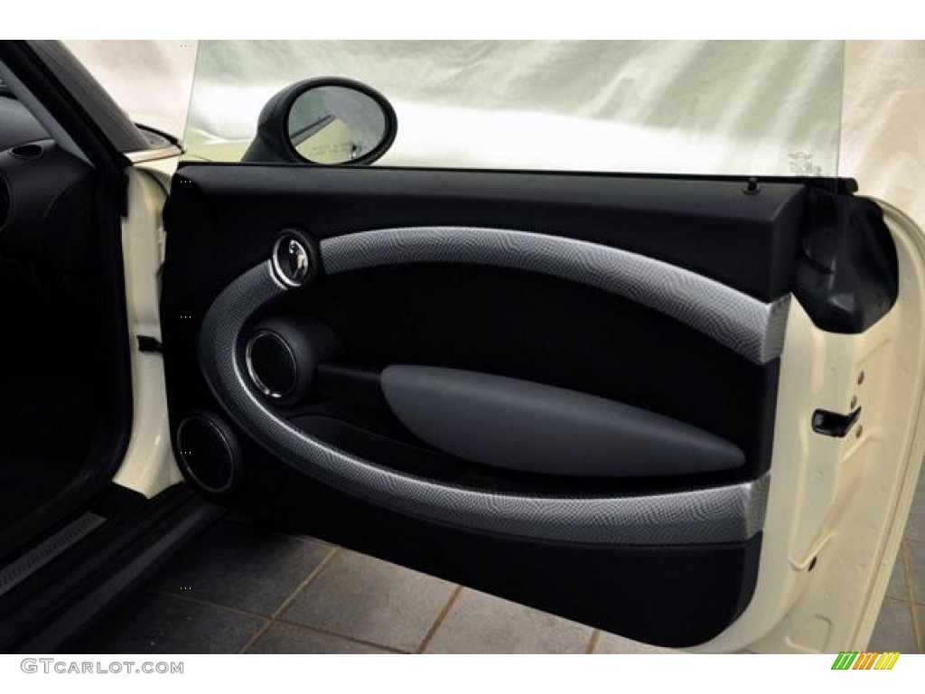 2010 Mini Cooper S Hardtop Checkered Carbon Black/Black Door Panel Photo #54669489