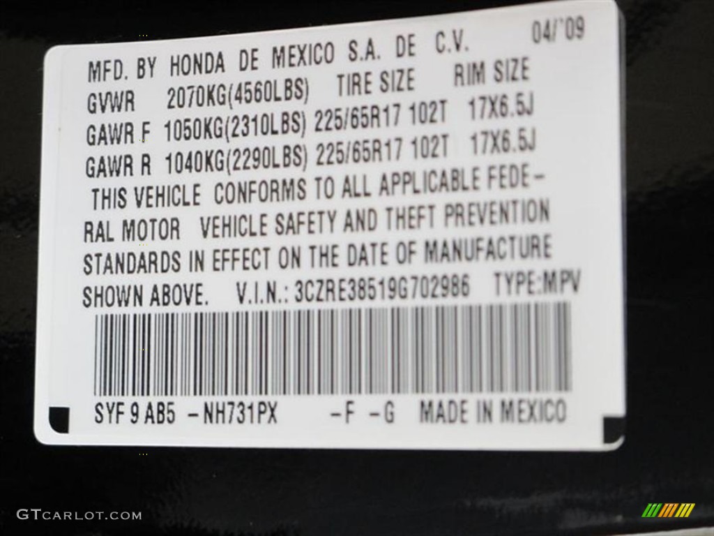 2009 CR-V EX - Crystal Black Pearl / Ivory photo #17