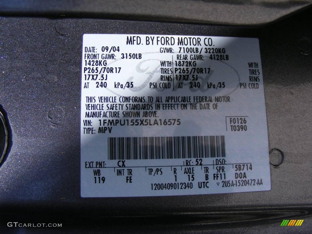 2005 Expedition XLT - Dark Shadow Grey Metallic / Medium Flint Grey photo #50
