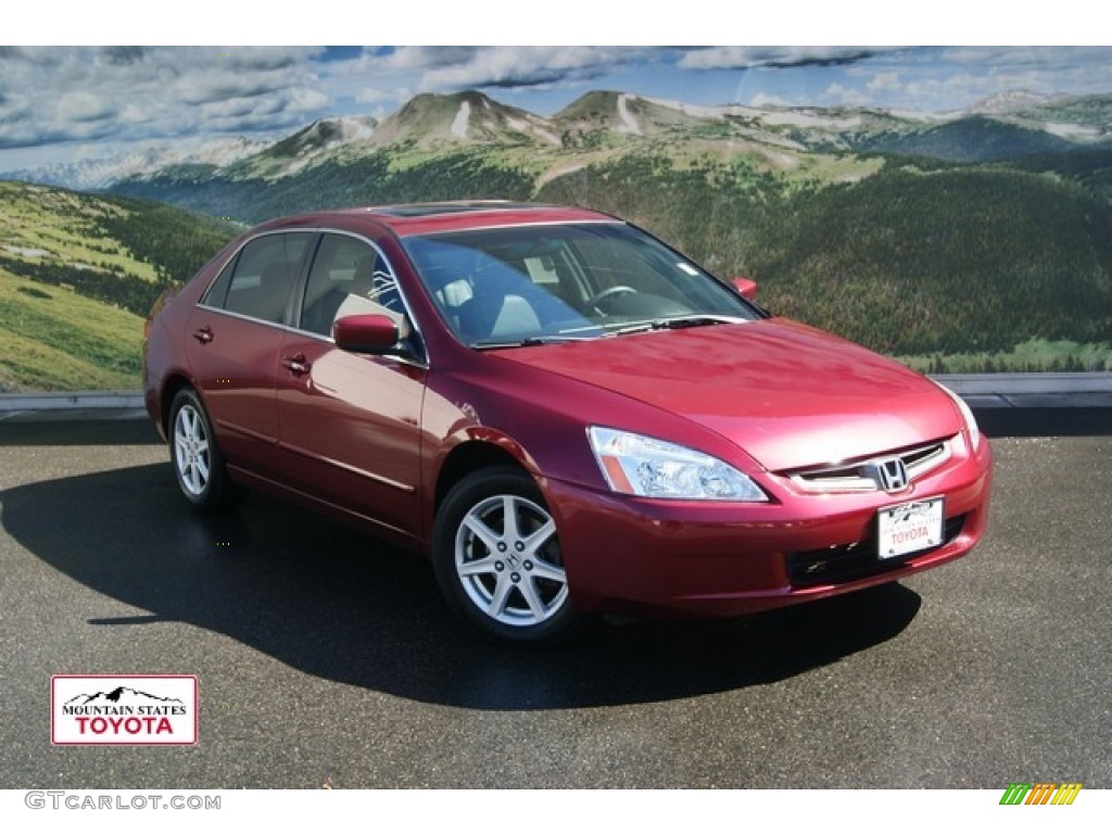 2003 Accord EX V6 Sedan - Redondo Red Pearl / Ivory photo #1