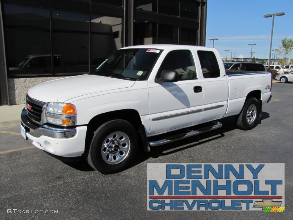 2005 Sierra 1500 SLE Extended Cab 4x4 - Summit White / Dark Pewter photo #1