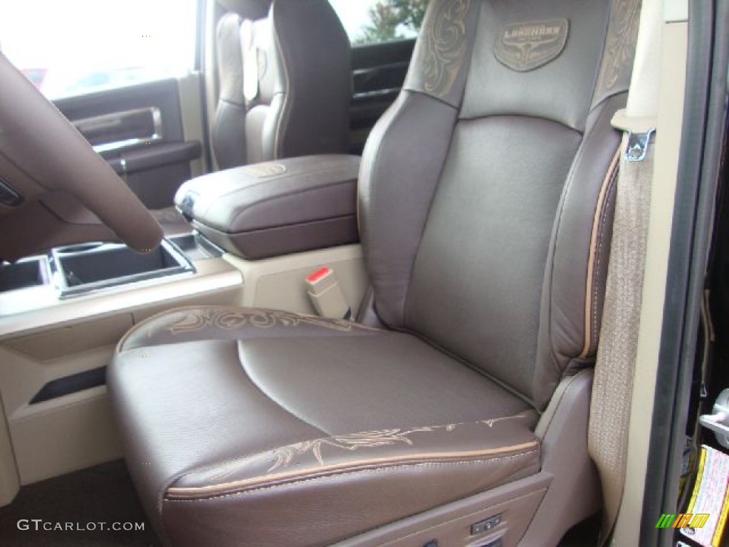 Light Pebble Beige/Bark Brown Interior 2012 Dodge Ram 3500 HD Laramie Longhorn Crew Cab 4x4 Dually Photo #54679641