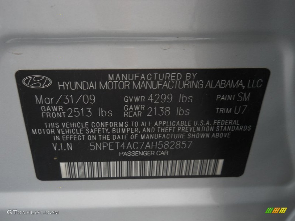 2010 Sonata GLS - Radiant Silver / Gray photo #22