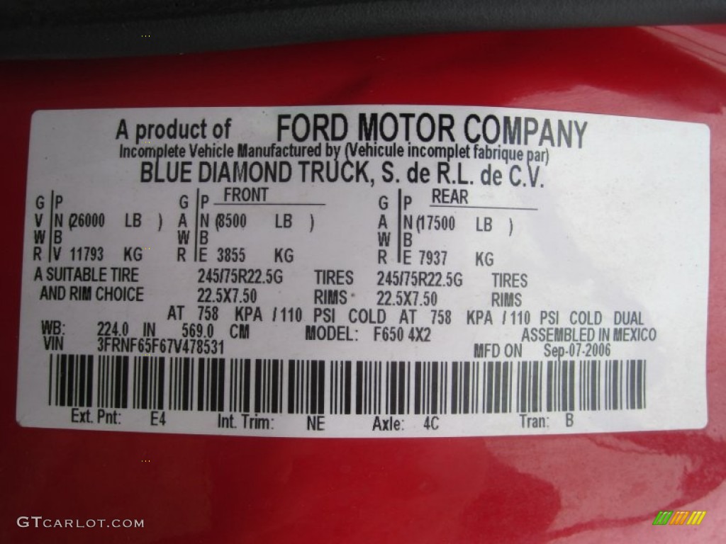 2007 F650 Super Duty XLT Regular Cab Pro Loader Truck - Red / Medium Dark Flint photo #8