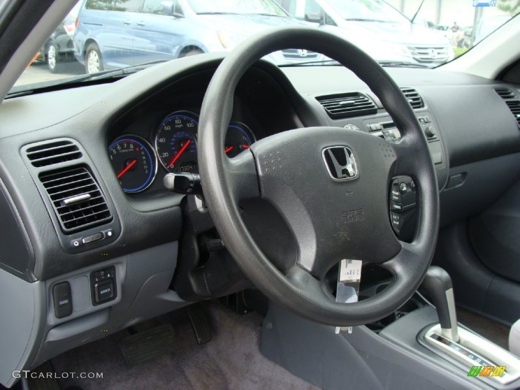 2005 Honda Civic LX Sedan Gray Steering Wheel Photo #54692371