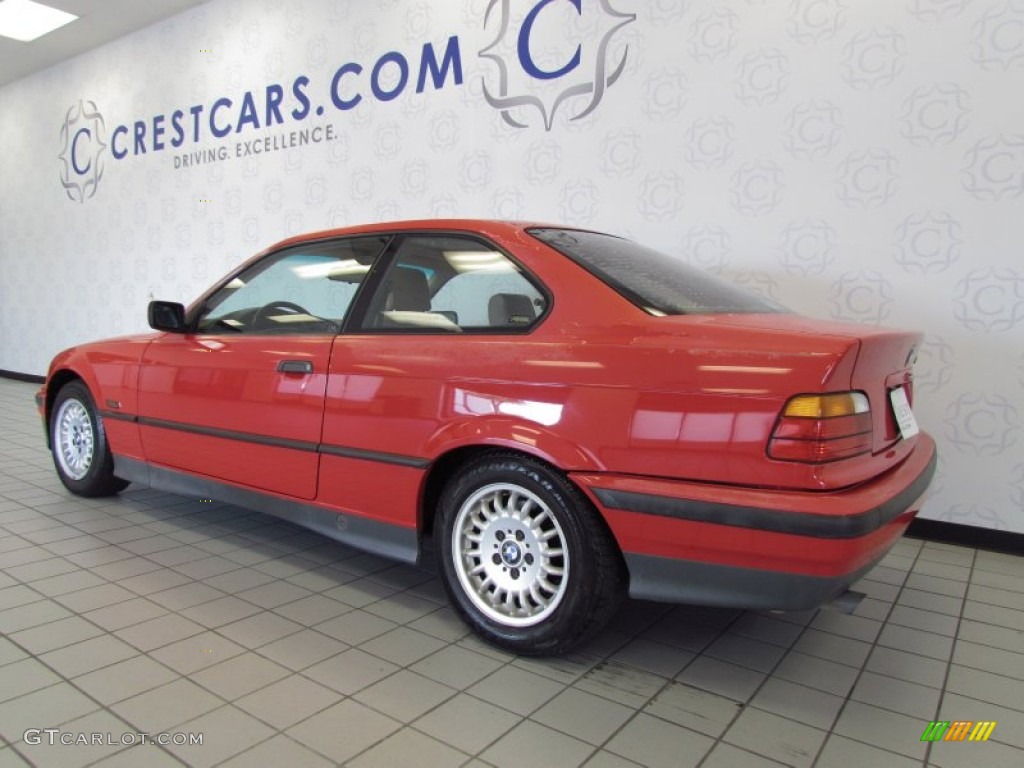 1994 3 Series 318i Coupe - Bright Red / Beige photo #2