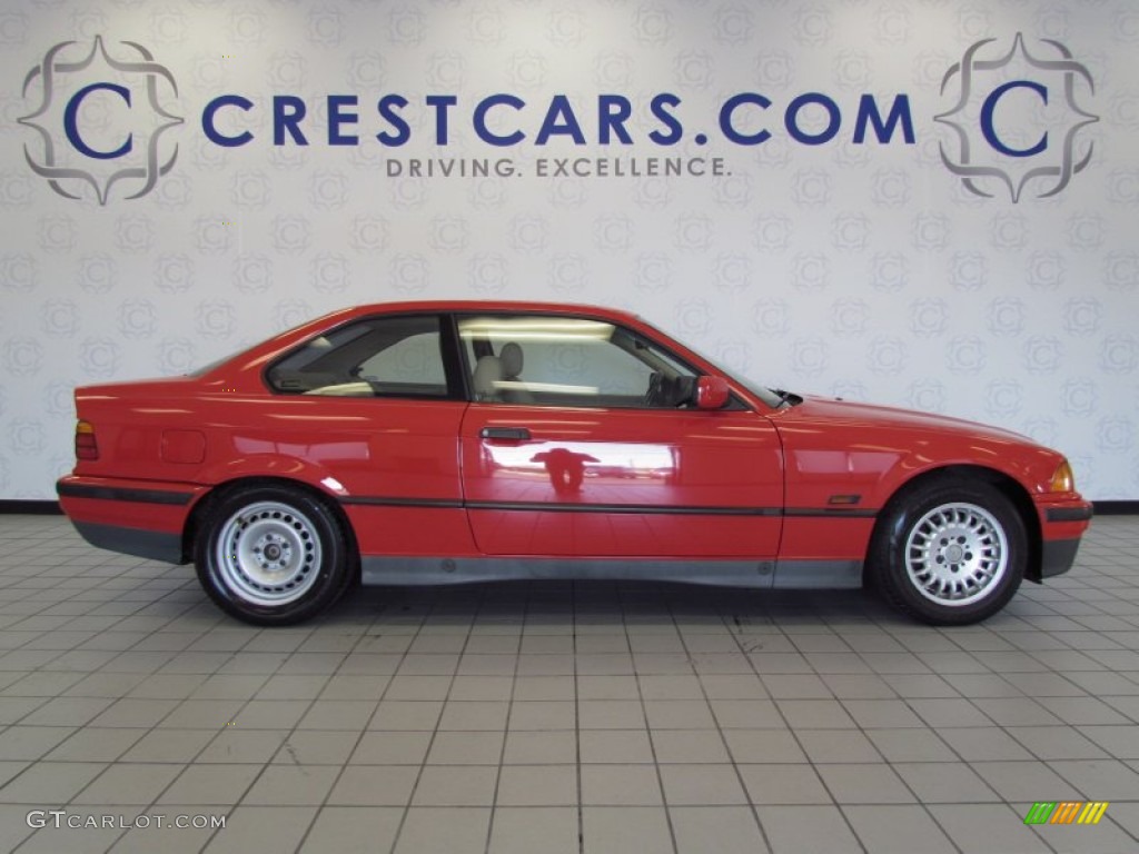 1994 3 Series 318i Coupe - Bright Red / Beige photo #4