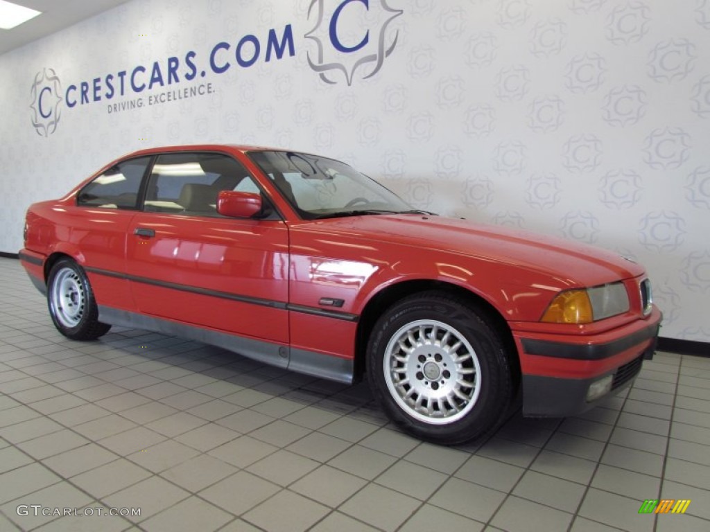 1994 3 Series 318i Coupe - Bright Red / Beige photo #5
