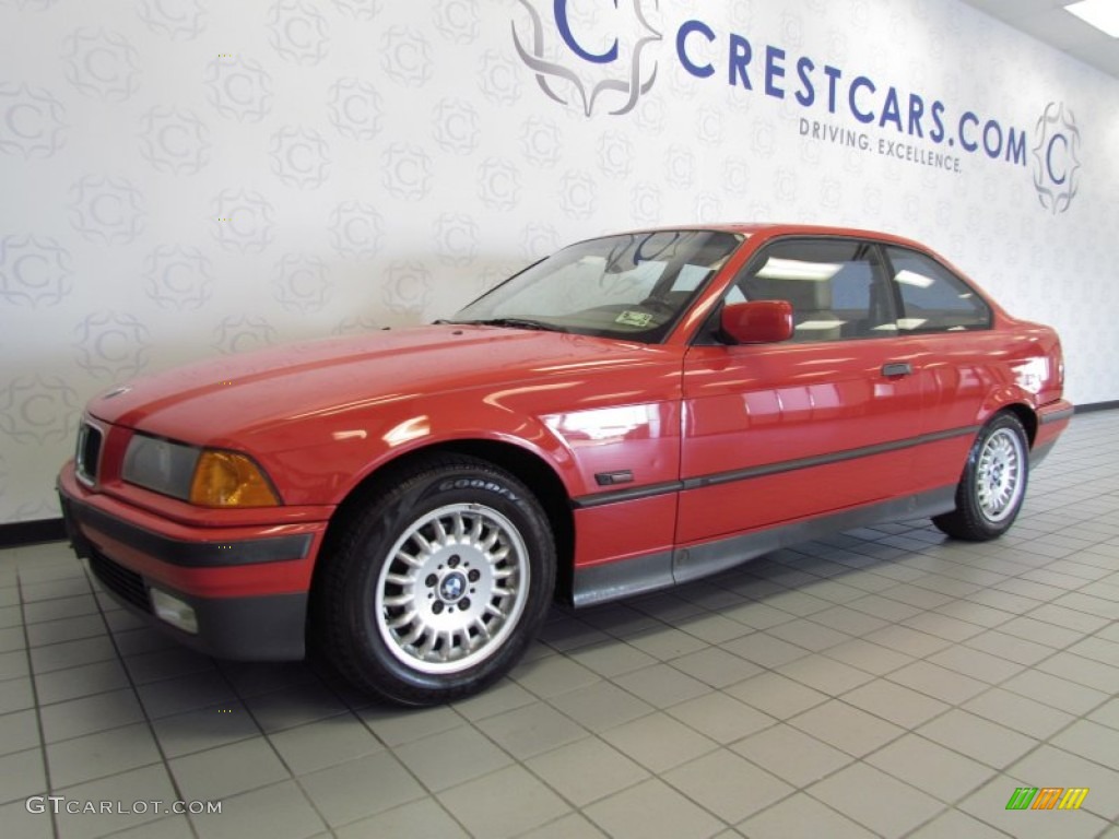 1994 3 Series 318i Coupe - Bright Red / Beige photo #7