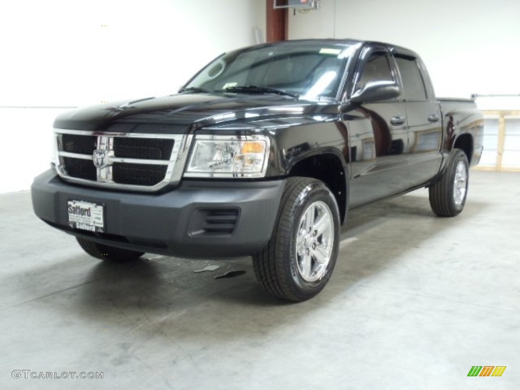 2008 Dakota SLT Crew Cab 4x4 - Brilliant Black / Dark Slate Gray/Medium Slate Gray photo #1