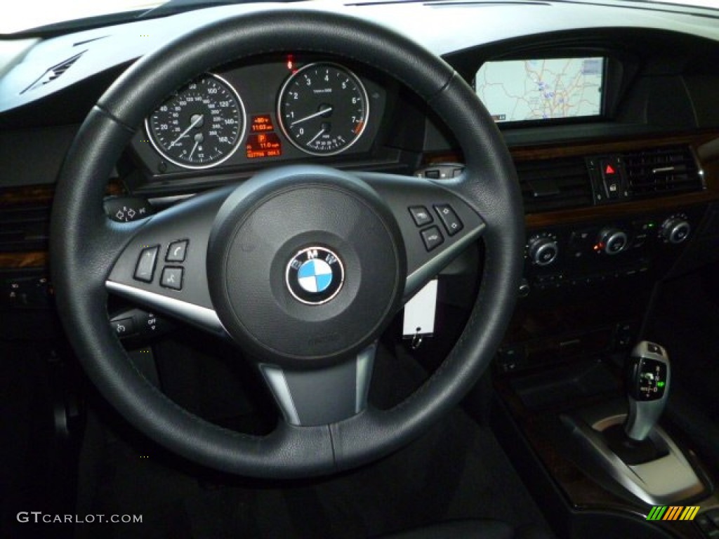 2010 BMW 5 Series 535i Sedan Black Steering Wheel Photo #54698236