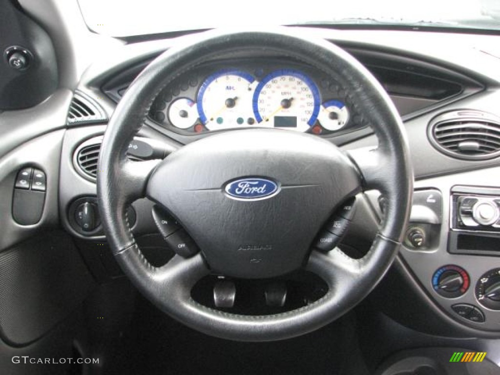 2002 Ford Focus ZX3 Coupe Medium Graphite Steering Wheel Photo #54699856