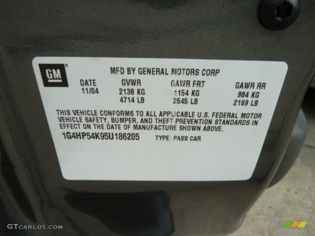 2005 Buick LeSabre Custom Info Tag Photos