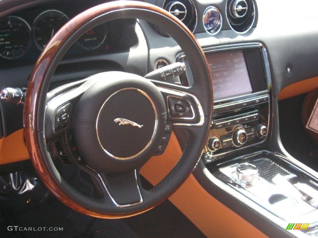 2012 Jaguar XJ XJL Portfolio London Tan/Jet Steering Wheel Photo #54706471