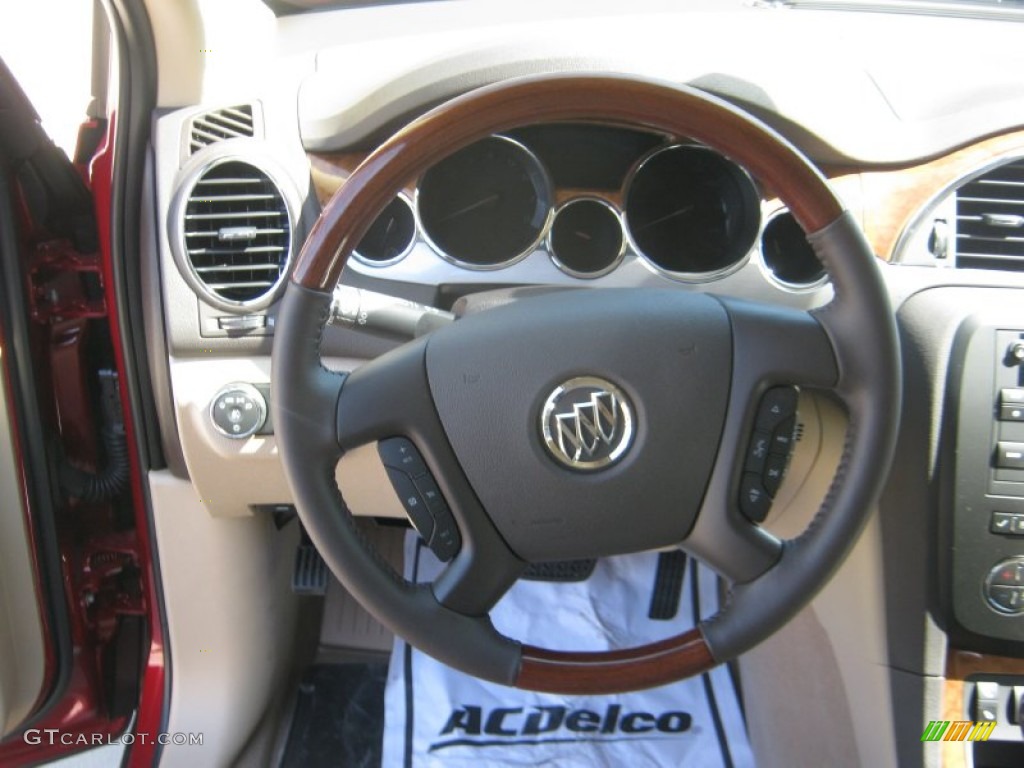 2012 Buick Enclave FWD Cashmere Steering Wheel Photo #54709773