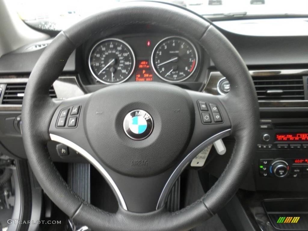 2010 BMW 3 Series 328i Coupe Black Steering Wheel Photo #54720526