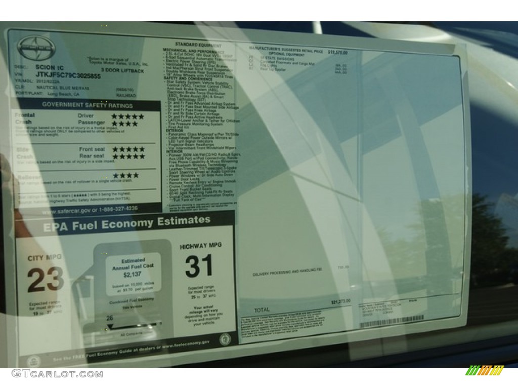 2012 Scion tC Standard tC Model Window Sticker Photo #54721858