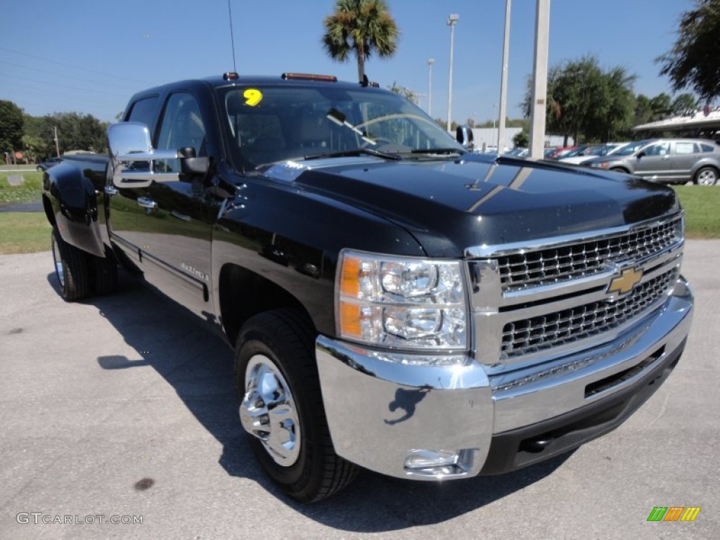 2009 Silverado 3500HD LTZ Crew Cab 4x4 Dually - Black / Dark Cashmere/Light Cashmere photo #10