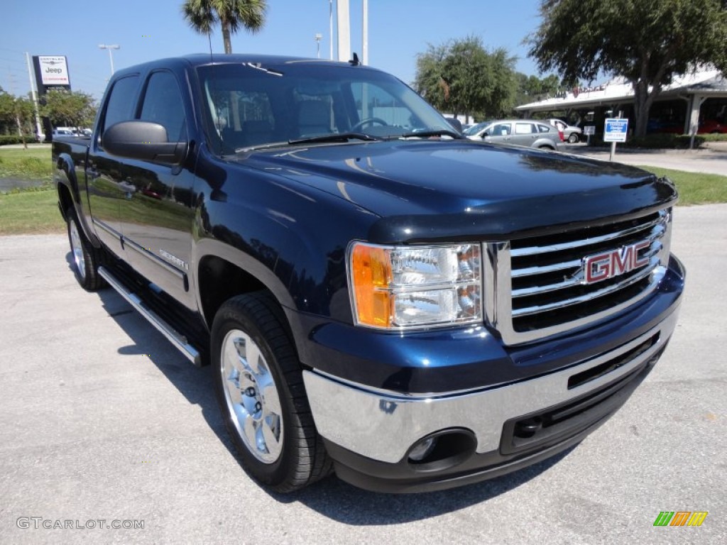 Midnight Blue Metallic 2009 GMC Sierra 1500 SLE Crew Cab Exterior Photo #54727582