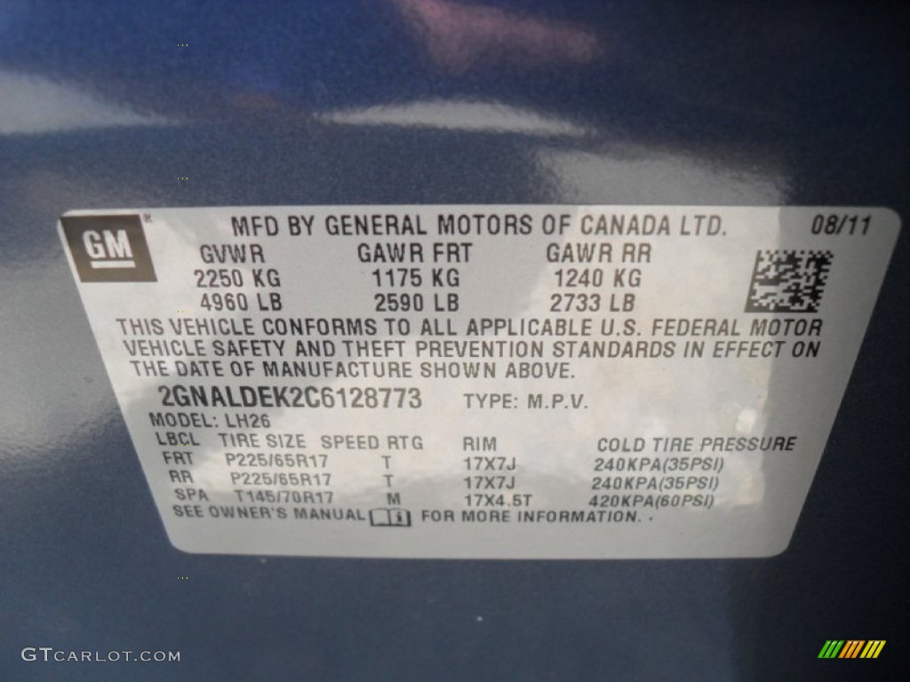 2012 Equinox LT - Twilight Blue Metallic / Jet Black photo #6