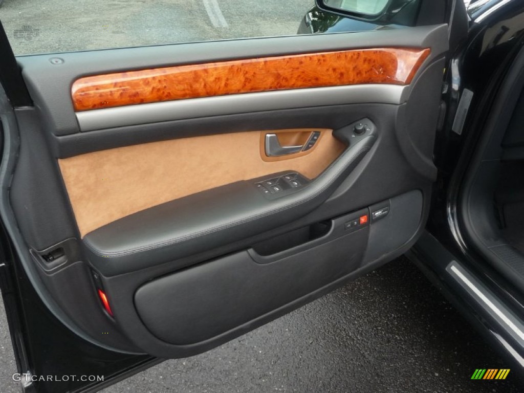 2005 Audi A8 4.2 quattro Black/Amaretto Door Panel Photo #54735116