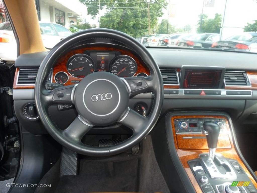 2005 Audi A8 4.2 quattro Black/Amaretto Dashboard Photo #54735128