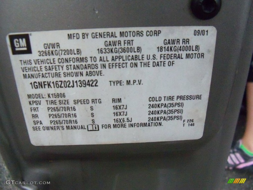 2002 Chevrolet Suburban 1500 LS 4x4 Info Tag Photo #54735353