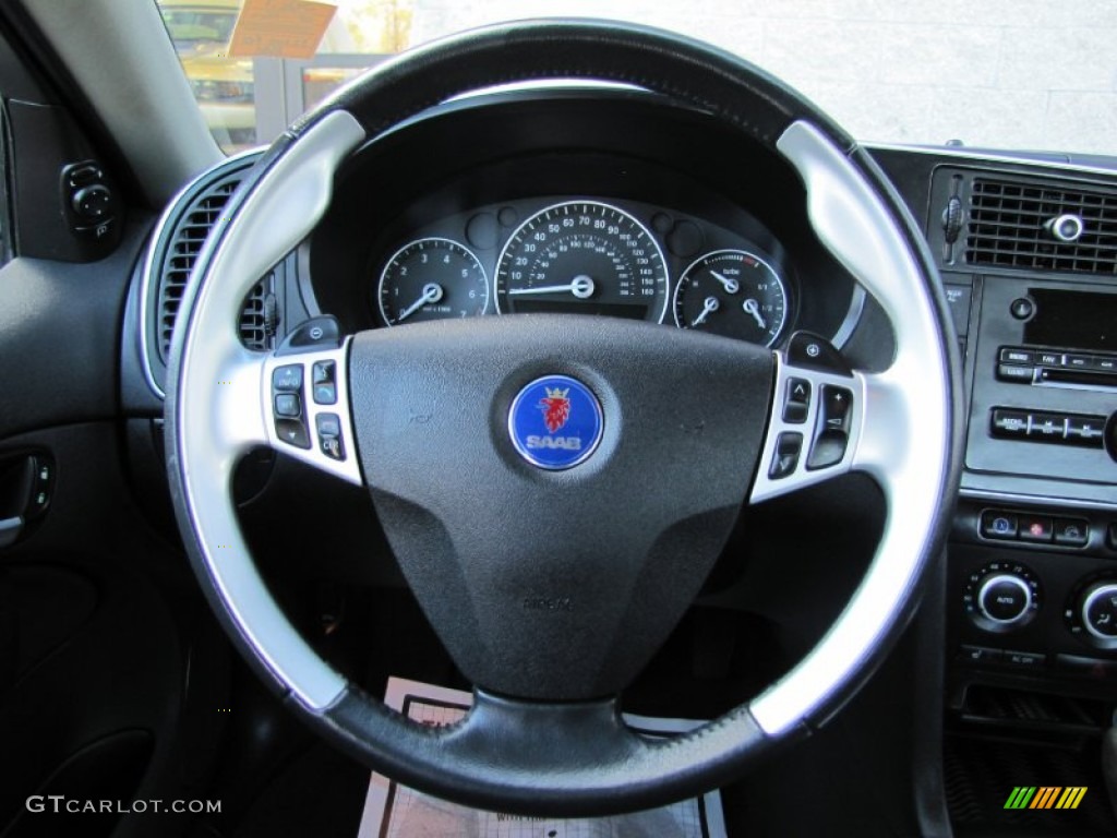2008 Saab 9-3 Aero Sport Sedan Black Steering Wheel Photo #54737669