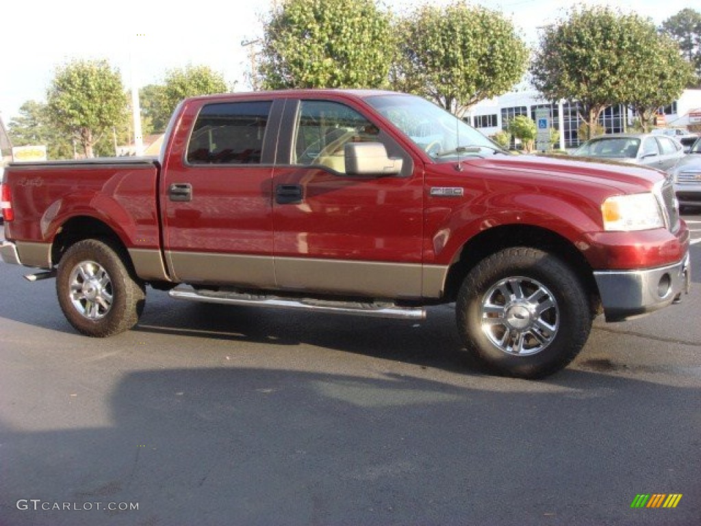 2006 F150 XLT SuperCrew 4x4 - Dark Toreador Red Metallic / Tan photo #2