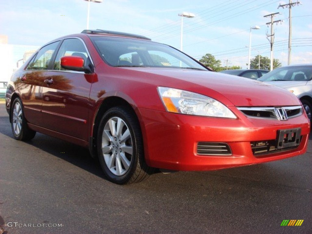 2007 Accord EX-L V6 Sedan - Moroccan Red Pearl / Ivory photo #1
