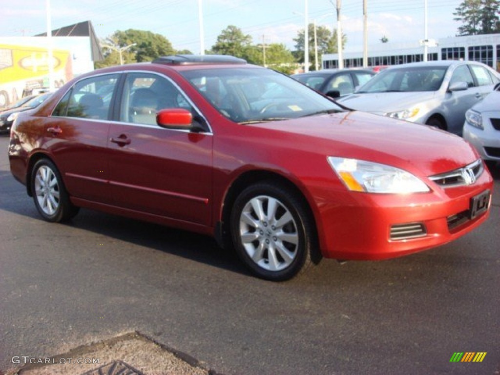 2007 Accord EX-L V6 Sedan - Moroccan Red Pearl / Ivory photo #2