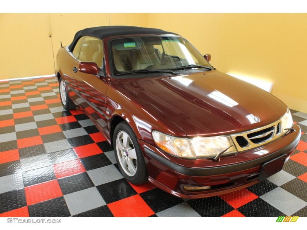 2003 9-3 SE Convertible - Merlot Red Metallic / Sand Beige photo #3