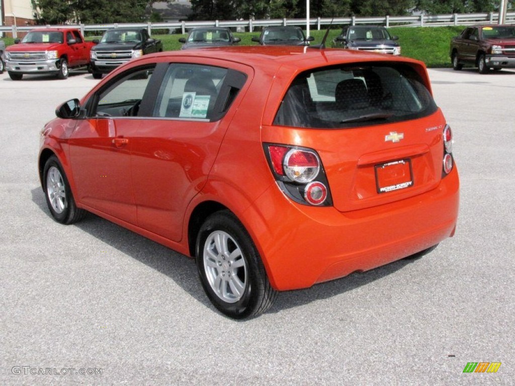Inferno Orange Metallic 2012 Chevrolet Sonic LT Hatch Exterior Photo #54748998