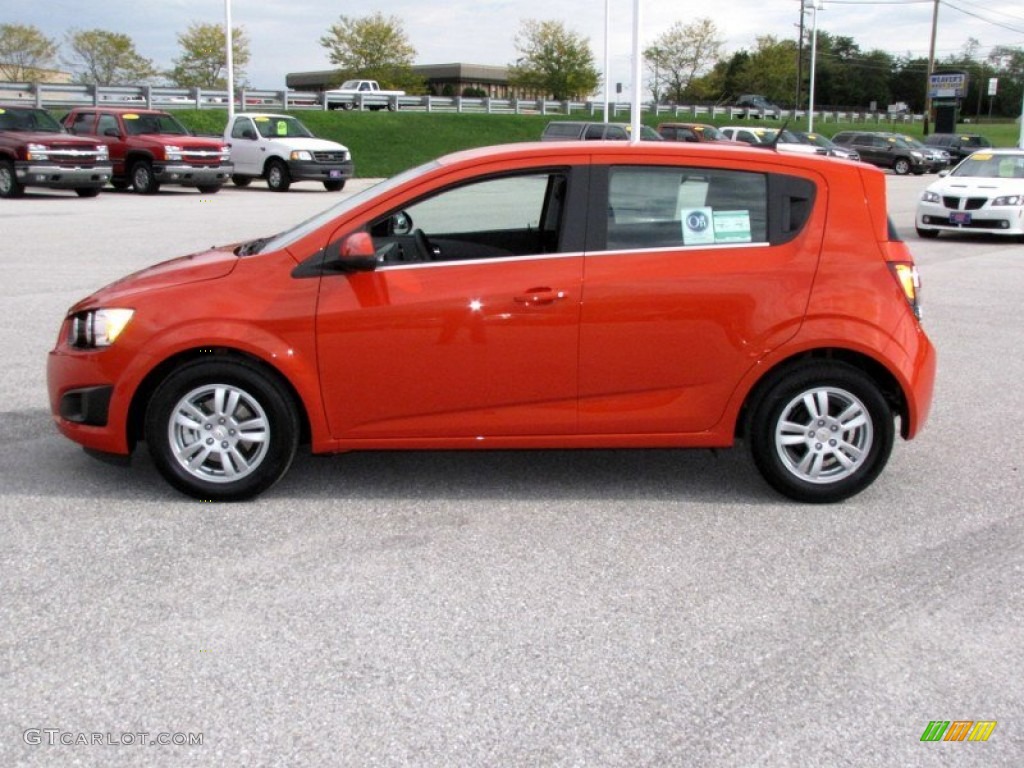 Inferno Orange Metallic 2012 Chevrolet Sonic LT Hatch Exterior Photo #54749100