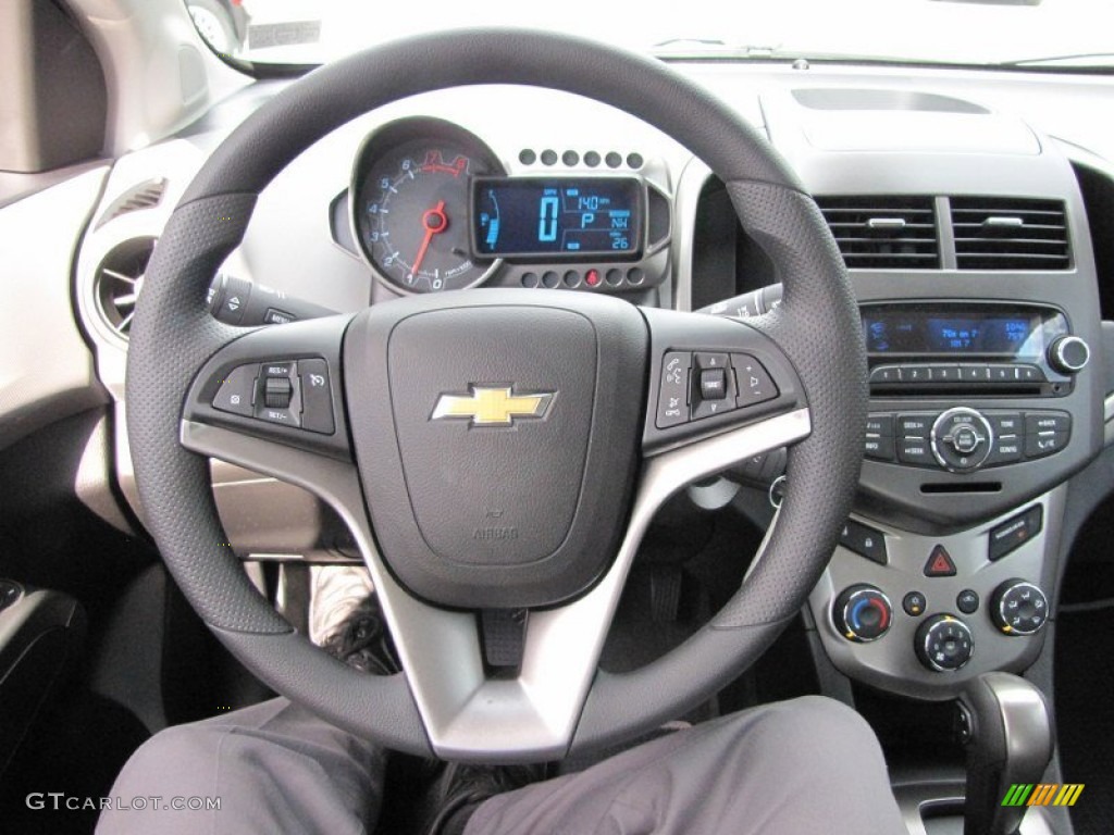 2012 Chevrolet Sonic LT Hatch Jet Black/Dark Titanium Steering Wheel Photo #54749189