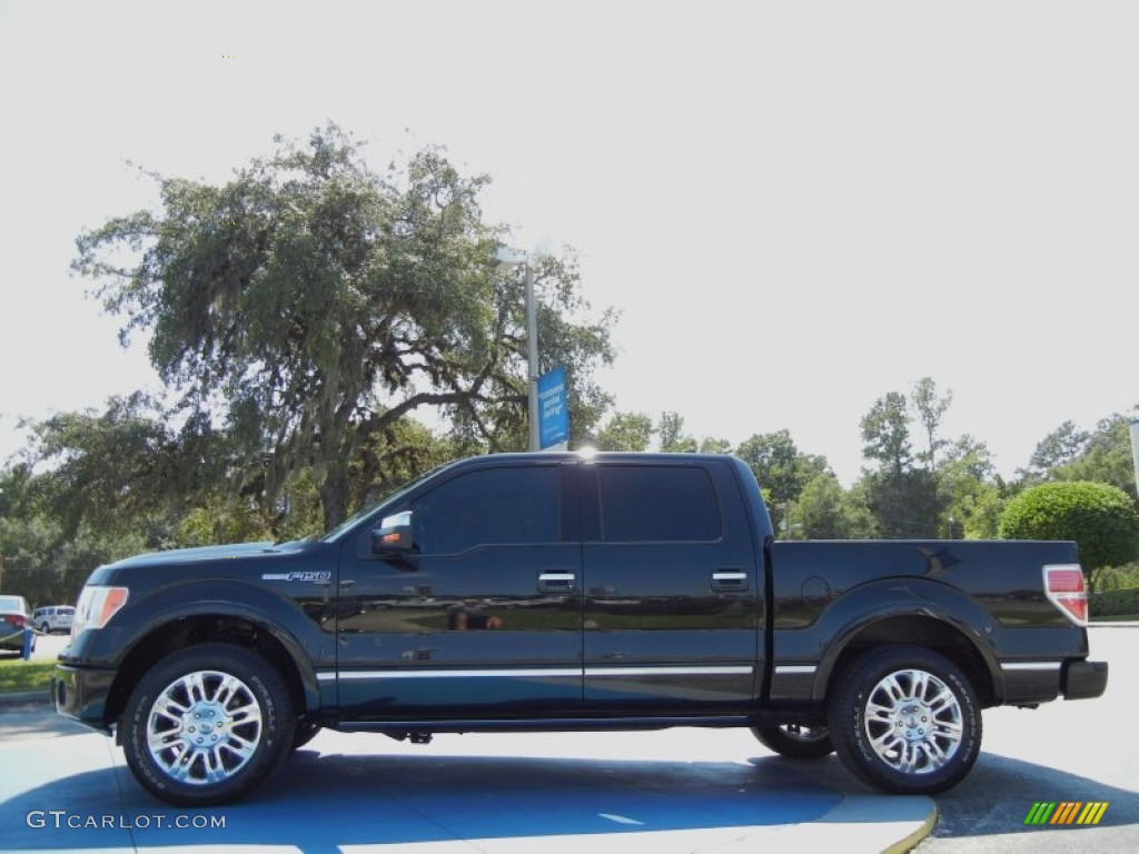 2010 F150 Platinum SuperCrew - Tuxedo Black / Sienna Brown Leather/Black photo #2