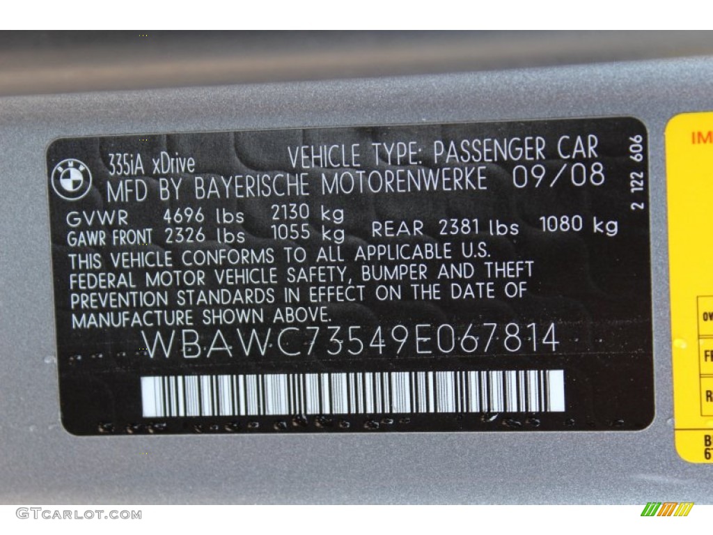 2009 BMW 3 Series 335xi Coupe Info Tag Photo #54760900