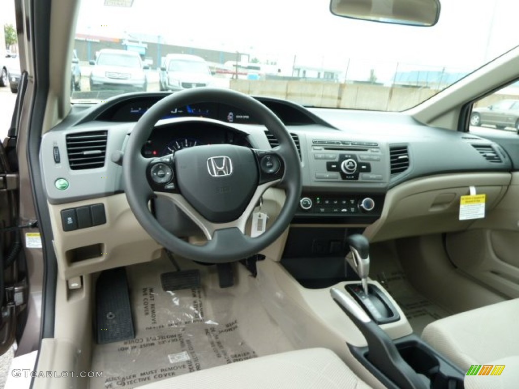 2012 Honda Civic LX Sedan Beige Dashboard Photo #54762645
