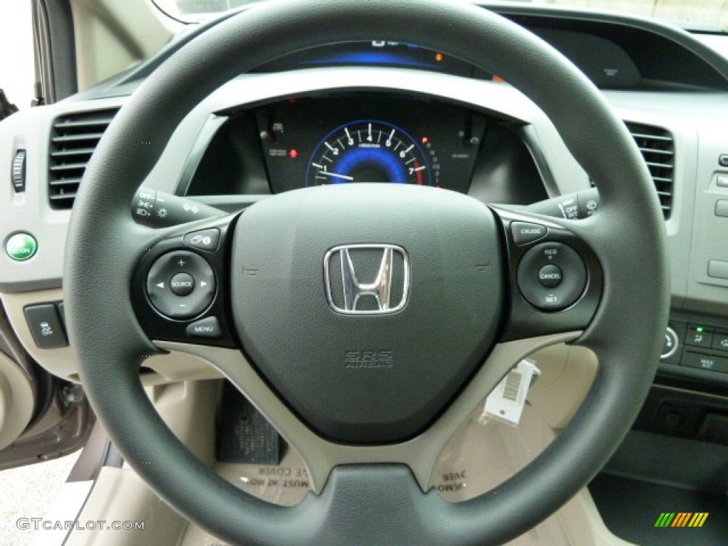 2012 Honda Civic LX Sedan Beige Steering Wheel Photo #54762690