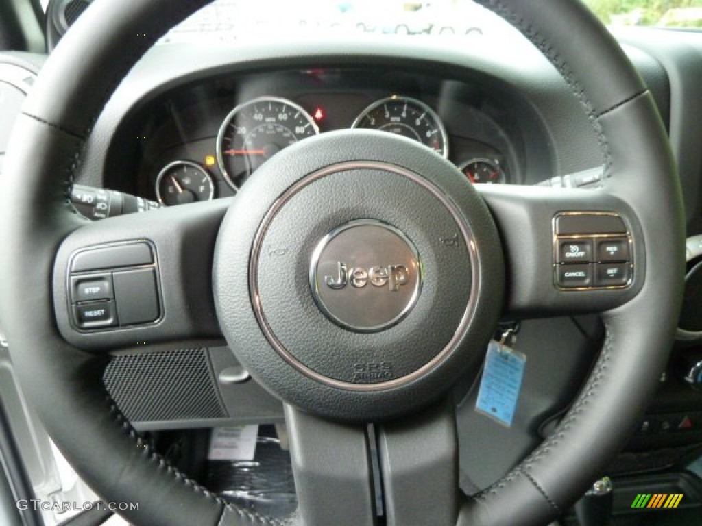 2012 Jeep Wrangler Unlimited Rubicon 4x4 Black Steering Wheel Photo #54765096