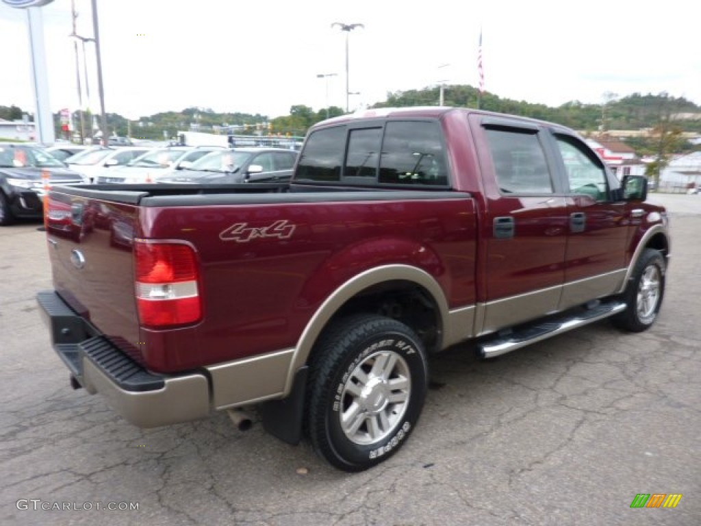 2006 F150 Lariat SuperCrew 4x4 - Dark Toreador Red Metallic / Tan photo #4