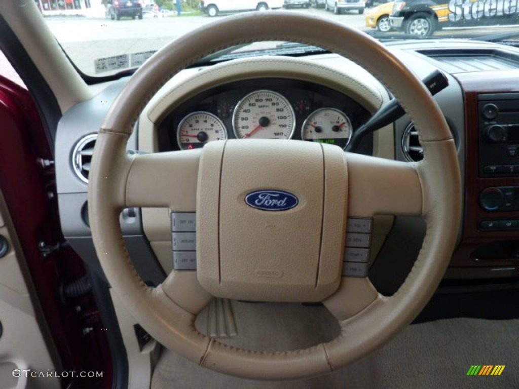 2006 F150 Lariat SuperCrew 4x4 - Dark Toreador Red Metallic / Tan photo #17