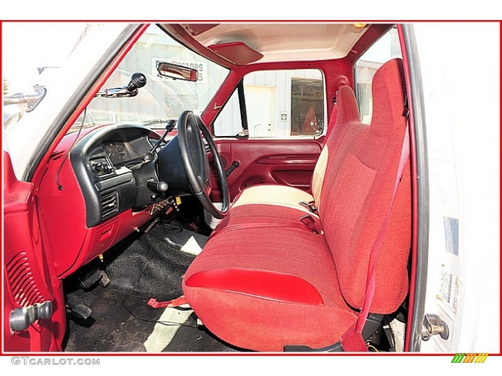 Red Interior 1996 Ford F350 XL Regular Cab Commercial Utility Photo #54779178